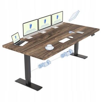 Výškovo nastaviteľný stôl QB2D-2080-EUV1, 200 x 80 cm, hnedý - N