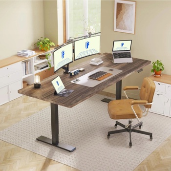 Výškovo nastaviteľný stôl QB2D-2080-EUV1, 200 x 80 cm, hnedý - N