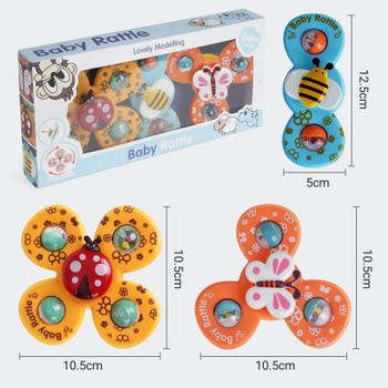 Sacie spinner hračky pre bábätká a okrúhlu loptičku, 10,5 x 10,5 cm, set 2 kusov, viacfarebné - N