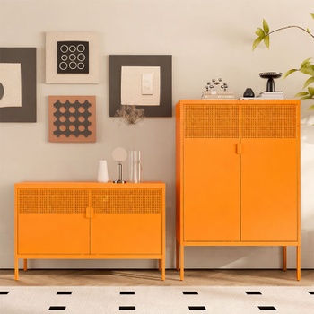 Úložná skříňka s dvojitými dveřmi CB10-H-O-V3, 100 x 40 x 64 cm, oranžová - A