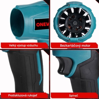 Preplňovaný bezkefový ventilátor Onevan QZEU, 4,5 Ah, iba jedna batéria - A