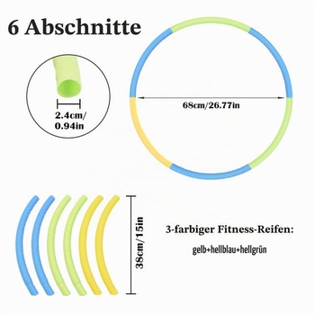 Dětská fitness hula hoop, 6dílná hula hoop, průměr 68 cm, odnímatelná a velikostně nastavitelná