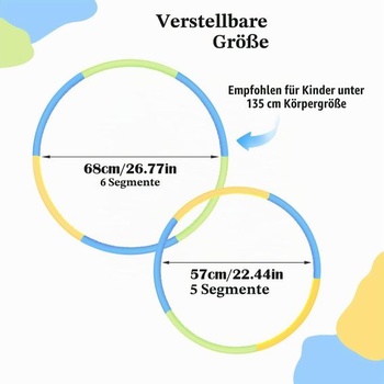 Dětská fitness hula hoop, 6dílná hula hoop, průměr 68 cm, odnímatelná a velikostně nastavitelná