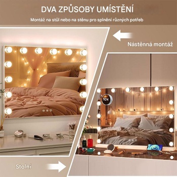 Toaletný stolík H1000DE, LED zrkadlo, 50 x 40 cm - A