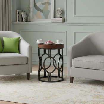 Odkladací stolík HOGA-NY092, 60 × 30 × 60 cm, čierno / hnedý - A