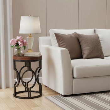 Odkladací stolík HOGA-NY092, 60 × 30 × 60 cm, čierno / hnedý - A