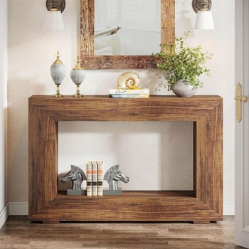 Konzolový stolík HOGA-JW0885X, 122,5 x 29,8 x 81,8 cm, hnedý - A
