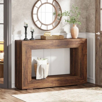 Konzolový stolík HOGA-JW0885X, 122,5 x 29,8 x 81,8 cm, hnedý - A