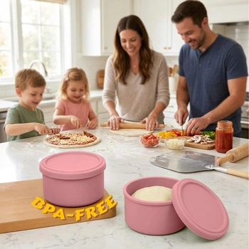 BoxedHome krabička na cesto na pizzu s vekom, silikónová kypriaca krabica bez BPA, vhodná do umývačky