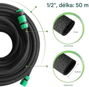 Záhradná hadica na zavlažovanie AJ1250, 50 m, čierna - N