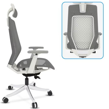 Ergonomická kancelárska stolička BS11G-PRO, s lakťovou opierkou, sivá - B