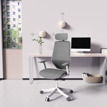Ergonomická kancelárska stolička BS11G-PRO, s lakťovou opierkou, sivá - B