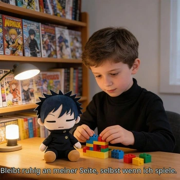 STOAT® Jujutsu Kaisen Megumi Fushiguro Plyšová hračka, 23 cm sedící anime zboží, měkká PP bavlna,