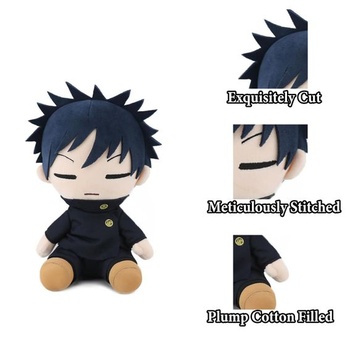 STOAT® Jujutsu Kaisen Megumi Fushiguro Plyšová hračka, 23 cm sedící anime zboží, měkká PP bavlna,