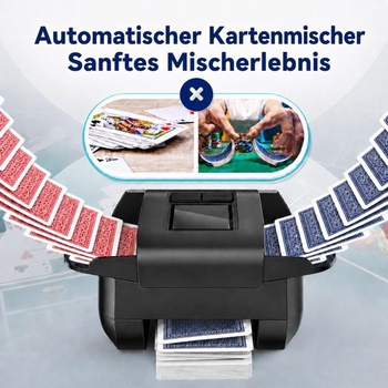 Míchačka karet pro 1-2 balíčky, automatické zastavení a manuální ovládání, napájení přes USB, černá