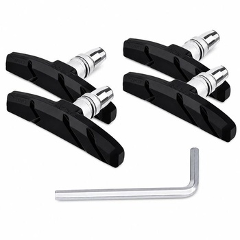 4 brzdové doštičky na bicykel, brzdové čeľuste V-brake 70 mm, čierne