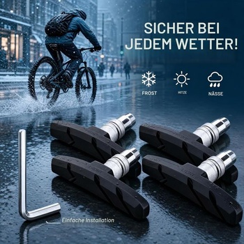 4 brzdové doštičky na bicykel, brzdové čeľuste V-brake 70 mm, čierne