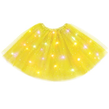 Dámska tylová sukňa s LED diódami pre dospelých URAQT, LED tutu sukňa žltá