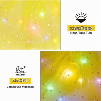 Dámska tylová sukňa s LED diódami pre dospelých URAQT, LED tutu sukňa žltá