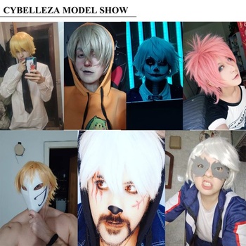 Anime parochňa ružová krátka cosplay parochne ružová pre ženy mužov syntetické rovné maškarné vlnité