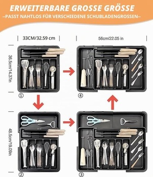ZHUlYIWIN Příborník do zásuvek, Nastavitelný organizér do zásuvek do kuchyně se 2 držáky na nože,