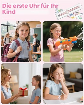 Analogové dětské hodinky pro chlapce a dívky ve věku 4-12 let, růžové