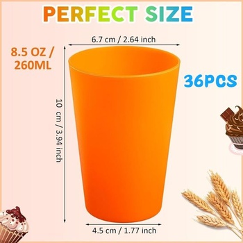 KAHEIGN 36dielne opakovane použiteľné plastové kelímky, 250ml kelímky na pitie pre deti, sada 6