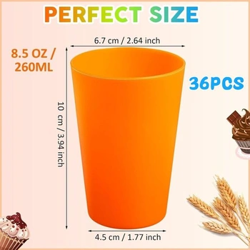 KAHEIGN 36dílné opakovaně použitelné plastové kelímky, 250ml kelímky na pití pro děti, sada 6
