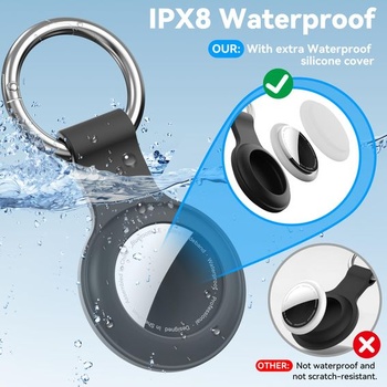 Balenie 4 kusov puzdier pre kľúčenky Apple AirTag, IPX8 pre AirTag 1 a 2, čierne a biele