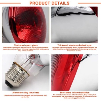 Tepelná lampa pro plazy do terária, 250W žárovka pro plazy, infračervená tepelná lampa s paticí