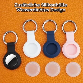 Balenie 4 puzdier na kľúčenky Apple AirTag, IPX8 pre AirTag 1 a 2, čierna, biela, ružová, modrá