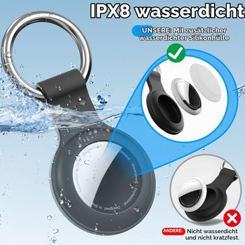 Balenie 4 puzdier na kľúčenky Apple AirTag, IPX8 pre AirTag 1 a 2, čierna, biela, ružová, modrá