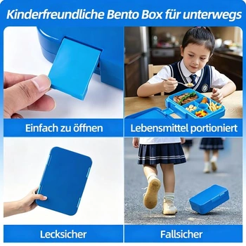 Detský obedový box QCQHDU so 6 priehradkami - 946ml obedový box pre dospelých, bento box pre deti od 3
