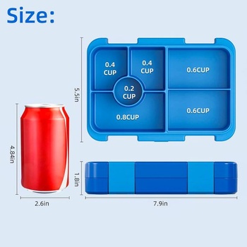 Dětský obědový box QCQHDU se 6 přihrádkami - 946ml obědový box pro dospělé, bento box pro děti od 3