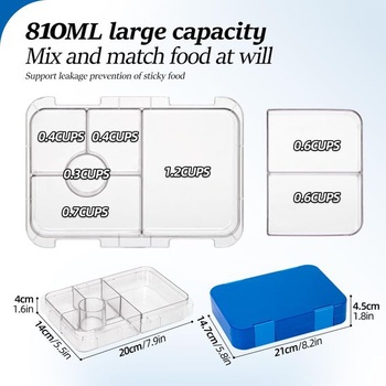 Dětský obědový box QCQHDU se 6 průhlednými přihrádkami - 946ml obědový box pro dospělé, bento box