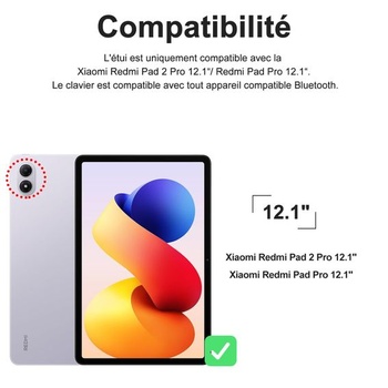Pouzdro IVEOPPE s klávesnicí pro Redmi Pad 2 Pro/Xiaomi Redmi Pad Pro 12,1 palce, odnímatelná