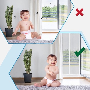 Síť proti hmyzu na balkonové dveře 140x220, vysoce kvalitní bílá magnetická síť proti hmyzu na