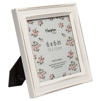 Hampton Frames | Fotorámik Paloma, 15x15 cm, biely, drevený, shabby chic | Sklenená predná strana,