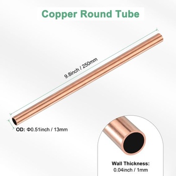 Medená rúrka M METERXITY, vonkajší priemer 13 mm, hrúbka steny 1 mm, dĺžka 250 mm, guľatá medená