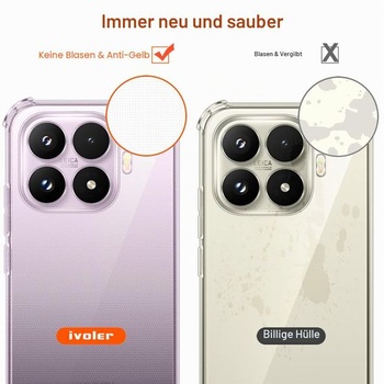 Silikonové pouzdro ivoler Crystal Clear pro Xiaomi 17T 5G s ochrannými rohy odolnými proti nárazům,