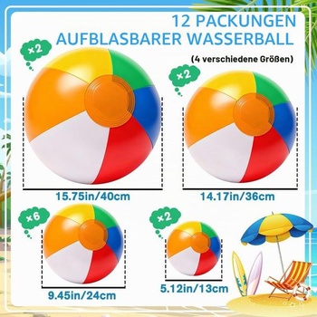 DTYDECLE 12 kusov 13cm/24cm/36cm/40cm nafukovacie vodné lopty do letného bazéna
