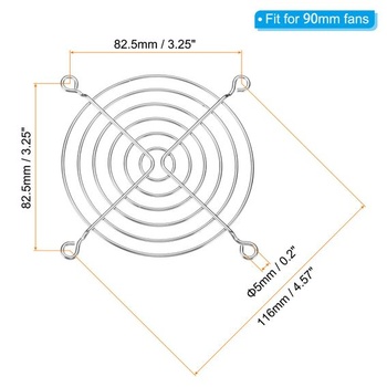 PATIKIL 4 kusy, ochranný kryt na mřížku ventilátoru 90 mm, stříbrný, 90 mm 4