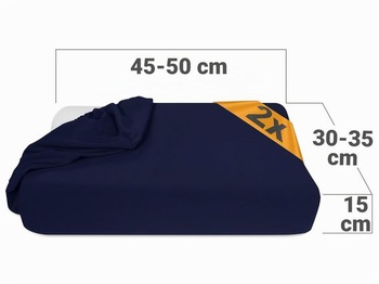 Sada 2 napínacích prestieradiel s vankúšmi na krk npluseins, 30-35 x 45-50 cm, tmavo modrá.