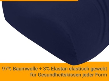 Sada 2 napínacích prestieradiel s vankúšmi na krk npluseins, 30-35 x 45-50 cm, tmavo modrá.