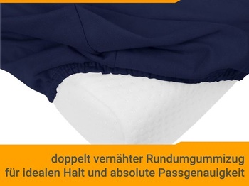Sada 2 napínacích prestieradiel s vankúšmi na krk npluseins, 30-35 x 45-50 cm, tmavo modrá.