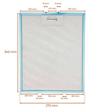 Filtr pro digestoř, 275 x 345 mm, 81460133, 110 V, nerezová ocel, kompatibilní s Teka