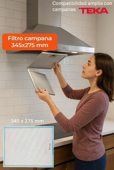 Filtr pro digestoř, 275 x 345 mm, 81460133, 110 V, nerezová ocel, kompatibilní s Teka