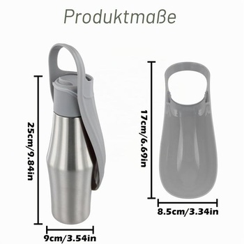 Fľaša na vodu pre psov na cesty, 750ml nerezová fľaša na vodu pre psov, prenosná fľaša na vodu pre