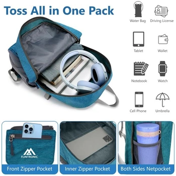 Flintronic ľahký turistický batoh, malý, 20l skladací ultraľahký batoh, unisex denný batoh pre