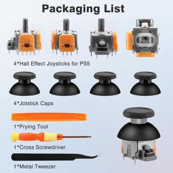 Sada 4 joystickov s Hallovým efektom pre ovládače PlayStation 5, anti-stick, žltá, Drift Hallov